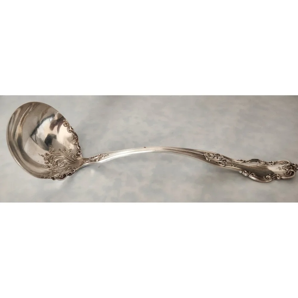 BEAUTIFUL ANTIQUE SOUP PUNCH LADLE SILVER ELEGANT & UNIQUE Rogers Hamilton 1890s